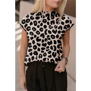 Leopard Cap Sleeve Sweater